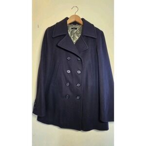 J. Crew Wool Pea Coat Navy Classic preppy Size Large w/ Thinsulate